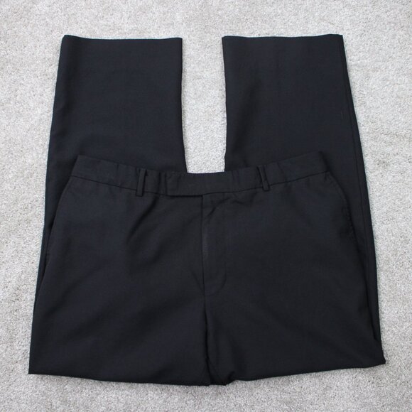 BOSS Hugo Boss Pants Mens 34x30 Black Pasolini/Movie US Virgin Wool Flat Front - Picture 1 of 13